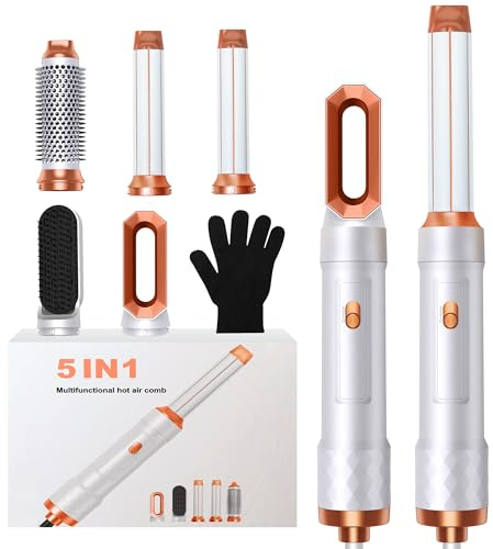 Hair Styler Set 5 in 1 Hairstyler 5 in 1 mit Rundbürstenföhn, Warmluftbürste, Föhnbürste, Haartrockner, Air Curler, Glättbürste, Hairstyler Airstyler Haarstyling Geräte für Alle Haartypen