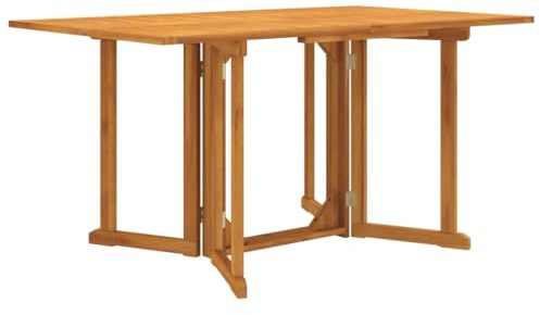 Runheo Mesa plegable de jardín de madera de teca maciza, 150 x 90 x 75 cm, plegable, resistente a la intemperie, ideal como mesa de terraza, balcón, mesa auxiliar para barbacoa y picnic en exteriores