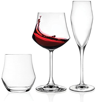 RCR Pagano Home Ego Set Vetro, 12 Bicchieri, 12 Calice Vino 12 Calice Spumante, 36 Pezzi Made in Italy +