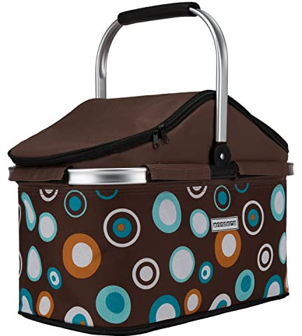 anndora Einkaufskorb 25 Liter ISO Picknick Kühlkorb - braun hellblau
