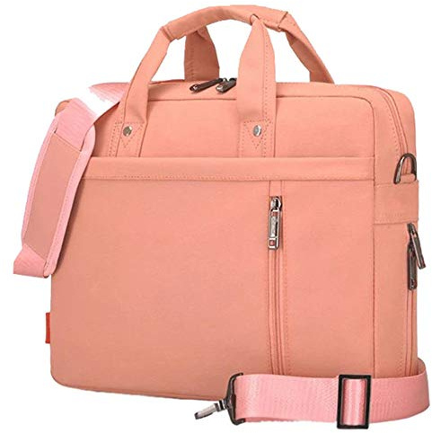 Soft Nylon Shockproof Laptop Messenger Bag Briefcase with Multiple Pockets Handles and Detachable Shoulder Strap for 14 Inch Netbook/Chromebook/Tablet, Version 3 Pink