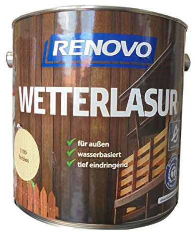 Renovo 4Ltr, Wetterlasur 0100 Farblos, Wasserbasiert, für Außen