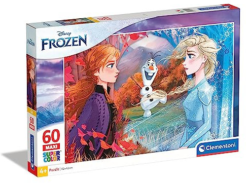 Clementoni 26452 Maxi Frozen 2 – Puzzle 60 Teile ab 4 Jahren, farbenfrohes Kinderpuzzle mit extra großen Puzzleteilen, Geschicklichkeitsspiel für Kinder