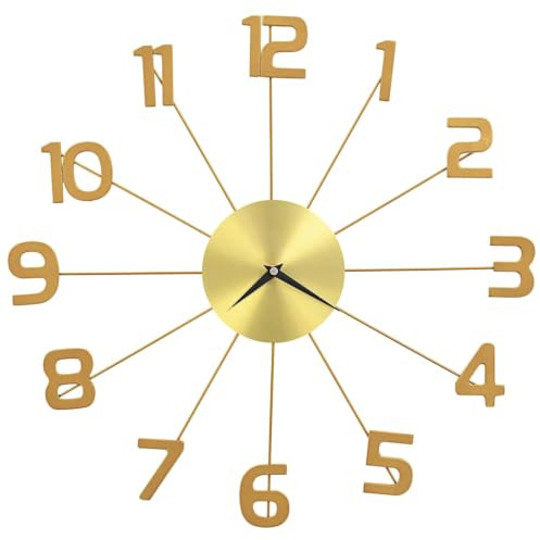 vidaXL Wanduhr Makelloses Design Analog Uhr Dekouhr Küchenuhr Wohnzimmer Bürouhr Designuhr Wohnzimmeruhr Wohnuhr Büro Metall 50cm Golden