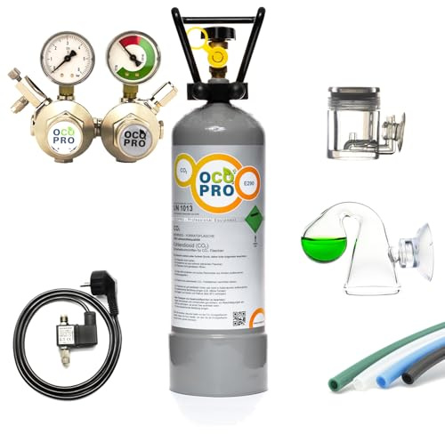 Doppelkammer CO2 Anlage OCOPRO DBL-350 Plus Aquarium mit Nachtabschaltung & VOLLE 2kg Mehrwegflasche