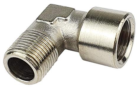 90° - Einschraubwinkel G 1/2 Innengewinde - R 1/2 Außengewinde 16 bar Gewindefitting Messing vernickelt Verbindungsstück Fitting