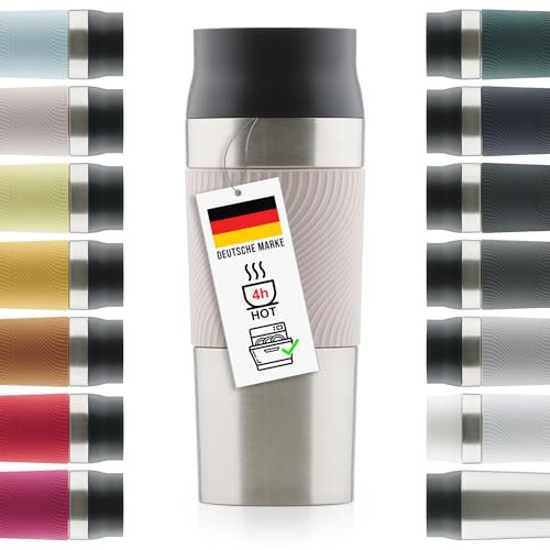 Blumtal Thermobecher 350 ml - Kaffeebecher to go aus Edelstahl - auslaufsicherer Isolierbecher kalt/haeiß - Mug mit 360° Trinköffnung - Thermosbecher mit Quick-Press-Verschluss - Coffee Mug - Rosa
