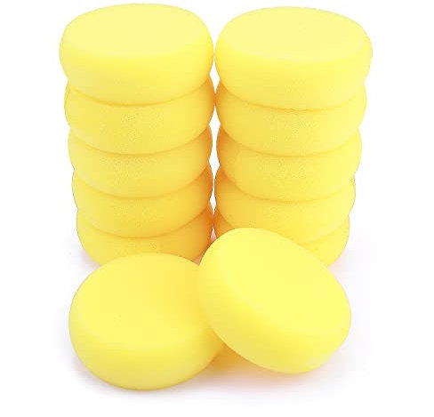 Prasacco 12 Stück Runder Malschwamm, Synthetischer Schwamm 7,5 cm Gelb für Aquarell, Keramik, Kunst, Handwerk, Ton, Gesichtsmalerei und Reinigung