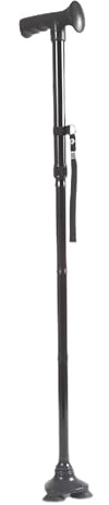 Easylife Comfi Grip Folding Walking Stick – Lightweight Aluminium Cane with Ergonomic Handle – Adjustable 82–94cm – Non Slip Tripod Feet, Black