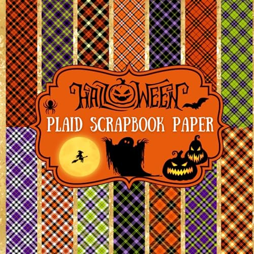 Halloween Plaid Scrapbook Paper: Double sided scrapbook paper halloween themed a collection of halloween cutouts paper and plaid craft paper | collage papers for artists