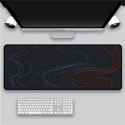 Gaming Mauspad Schwarze Kurve, XXL Gaming Mauspads 47,2x23,6x0,12 Zoll Verlängertes Großes Mauspad Schreibtischauflage, rutschfeste Gummibasis Einfach Zu Reinigen für Gamer/Desktop/Büro/Zuhause
