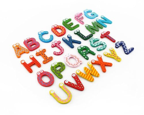 Alomejor Holz Magnetbuchstaben Set 26 Teile - K¨¹hlschrankmagnete f¨¹r Kinder, Lernspielzeug, Edukativspielzeug, Alphabet Spielzeug, Vorschulbildung Spielzeug