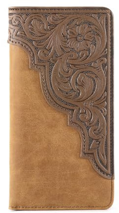 Montana West Western-Geldbörse für Herren, lang, faltbar, schlank, stilvoll, Cowboy-Geldbörse, Geschenk für Männer, 611 Tan, Western