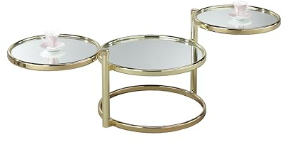 ASPECT Eterntity Glass Coffee Table With Swivel Motion (Brass/Mirror)