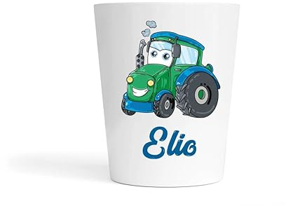 Gobelet Enfant Personnalisé Tracteur Vert – Gobelet Incassable 230ml sans BPA – Tasse Prénom École ou Crèche – Cadeau Rentrée Scolaire Garçon
