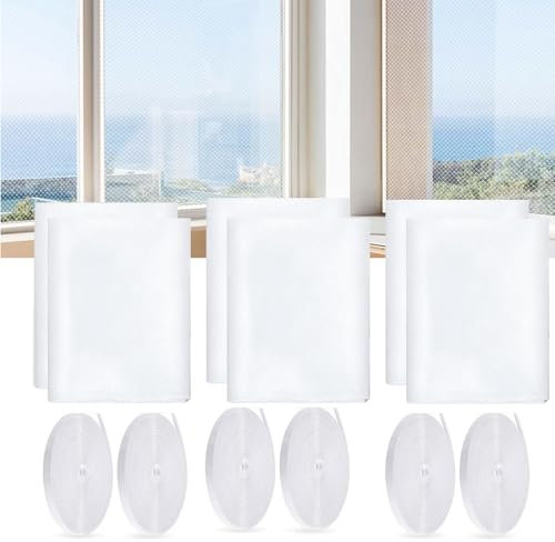 6er Fliegengitter Fenster Insect Stop, Insektenschutz Fenster, mit Selbstklebendem Doppelseitigem Klebeband, Moskitonetze für Fenster Schützen die Familie vor Insekten (Weiß-6)