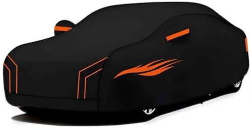 car cover outdoor Compatible with Mini Classic 1997-2000，car cover breathable, sun-proof, rain-proof and dust-proof, all-weather protection（Black Orange）