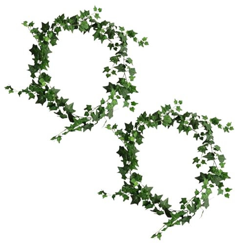 2 Stück 1,8 M Künstlicher Efeu, Efeukranz, Künstlicher Efeu, Dekorative Efeuranken, Künstlerischer Efeu, Dunkler Efeu