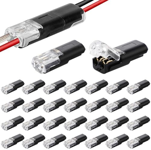 30 Pezzi Connettori Elettrici Rapidi 12v,18-22AWG,Tipo D connettore elettrico,Connettore 2 Pin,Morsetti Elettrici,Connettori Morsetti per Cavi Elettrici Terminali Del Connettore Senza Spelatura
