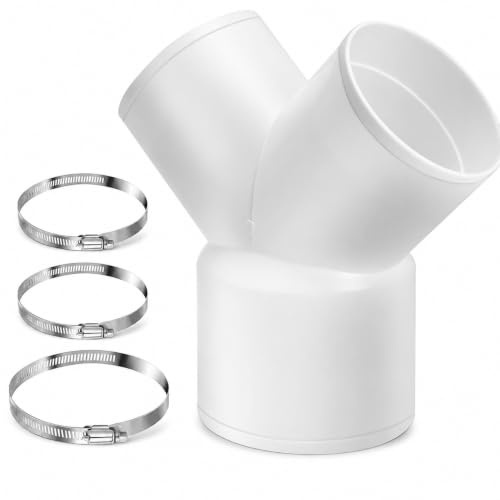 Abluftschlauch Adapter Lüftungsrohr Verbinder, Entlüftungsschlauch, 10,2 cm bis 7,6 cm bis 7,6 cm Durchmesser, kommt mit 3 Stück Edelstahl-Schlauchschellen