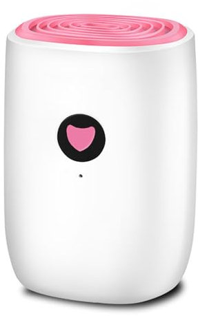 Déshumidificateur Silencieux avec Réservoir D'eau de 1,8 L, Petit Deshumidificateur Portable, Déshumidificateur Domestique pour Chambre, Salle de Bain, Camping-Car, Placard avec Arrêt Automatique(Pink