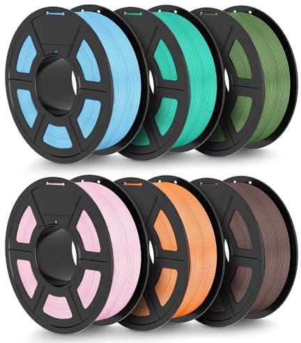 TECBEARS Matte PLA Filament Bundle 6KG, High Speed PLA 3D Drucker Filament mit Matter Oberfläche für 0-600 mm/s,6 Stück 1kg Spule, 6 Colors Orange, Rosa, Grün,Oliv Grün, Blau, Braun