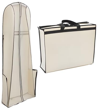 Custodie Abiti Appesa, Custodie per Abiti da Sposa, Copriabiti da Viaggio Portatile Pieghevole Extra Large, Custodia per Abiti per Abiti, per Abiti Lunghi, da Ballo, da Sera(Beige,65x30x200cm/26x12x79