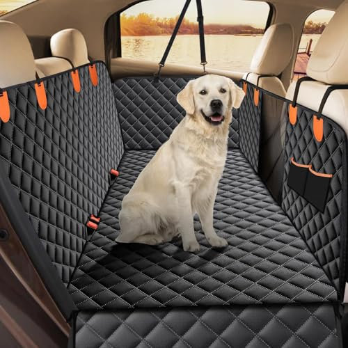 Hundedecke Auto Rückbank für Man TGL Euro 6 (Bj. ab 06.2013), Autositzbezug für Hunde Rücksitz mit Seitenschutz und Sichtfenster Kofferraumschutz Hund,Black