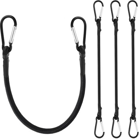 Bande élastique noire avec mousqueton, extenseur, tendeur en caoutchouc avec mousqueton, cordon élastique avec mousquetons, extenseur avec crochets, tendeur en caoutchouc avec crochets, pour camping
