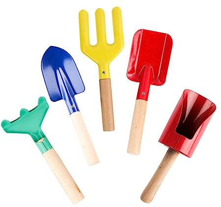Abaodam 5stücke Gartenwerkzeug Junge Mädchen Mit Gartenschaufel Und Gartengabel Handwerkzeuge Aus Holz Für Outdoor-Spielzeug Und Gartenarbeit
