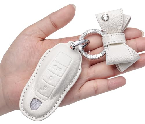 CUIBUKUG for Porsche key fob cover Genuine Leather with keychain,Compatible with Porsche Panamera Cayenne 911 Macan Boxster Cayman 718 Keyless Entry Smart Key Case