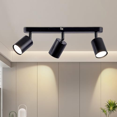 YNFLux Deckenstrahler 3 Flammig Modern LED Deckenleuchte Schwenkbar, 350° Schwenkbar Strahler GU10 Spotbalken Deckenlampe Spot Modern Deckenspot für Küche Schlafzimmer Wohnzimmer mit Leuchtmittel