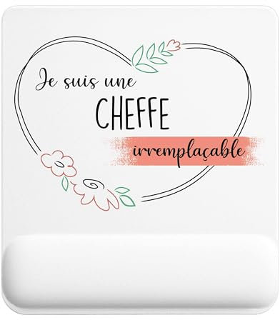 Planetee Tapis de Souris Cheffe irremplaçable | Accessoire Bureau Ergonomique - Idéal pour Anniversaire, Collègue, Secret Santa Noël, Fête des Pères et Fête des Mères