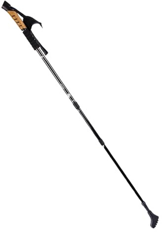Bâtons de randonnée télescopiques, bâtons de trekking, bâtons de marche pour homme et femme, matériau en alliage d'aluminium, longueur 66-135 cm, 1 pièce (noir)