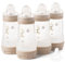 MAM Easy Start Anti-Colic Baby Bottles | 4 Pack (4X 260ml) | Self-Sterilising Baby Milk Bottle | Medium Flow MAM Teats Size 2 + 1x Fast Flow Teat Size 3 | Unisex (Various Designs)