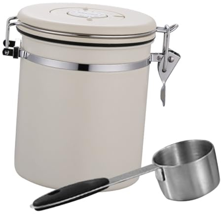 DECOMELODY Tarro Hermético de Acero Inoxidable con Cuchara Recipiente Sellado para Almacenamiento de Café Té Azúcar y Snacks Diseño Práctico y Resistente para Uso Doméstico y Oficina