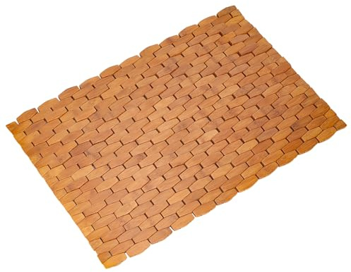 WENLISELL 40x60cm Bamboo Bath Mat, Non-Slip Wooden Bath Mat, Foldable Bamboo Shower Rug for Bathroom, Outdoor, Tub, Spa, Sauna