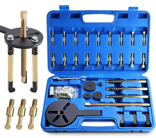 FreeTec 36tlg Lagerabzieher Innenlager Abzieher Set, 32-112mm Innenabzieher Lager, 3 Backen Grundloch Lagerabzieher Innenlager Auszieher Werkzeug, Kugellager Abzieher Innen für Auto Motorrad