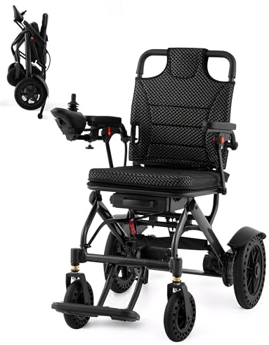 Elektrischer Rollstuhl Faltbar Leicht, Elektrische RollstüHle, 20km Reichweite, Dual-Bremssystem, Pannensichere Reifen Bis 120kg, Rollator Elektrisch FüR Senioren & Erwachsene
