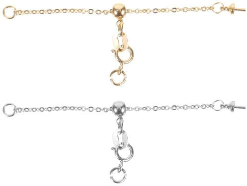 Ciieeo Catena di Estensione per Collana Regolabile 2 Pezzi Estensori per Braccialetti Fai da Te in Metallo Oro e Argento Accessori per Creazione Gioielli e Decorazione Personalizzata