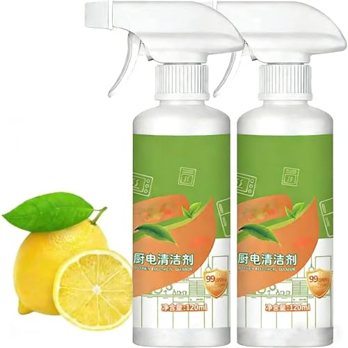 Fly Cleanse Natural Formula Appliances, Electrolyzed Ion Kitchen Cleaner Spray, Kitchen Appliance Cleaner, Fly cleaner, Heavy Oil Stain cleaner For Hold, Oven, Stove, Range Hood (120ml,2pc)