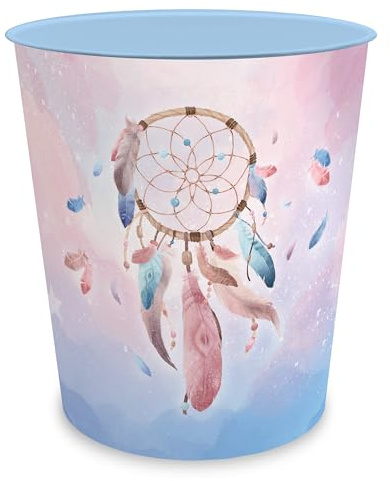 itenga Papierkorb mit Motiv Traumfänger - für Kinder und Erwachsene - rund ca. 11 Liter - Mülleimer fürs Kinderzimmer und Büro - stabiler Kunststoff