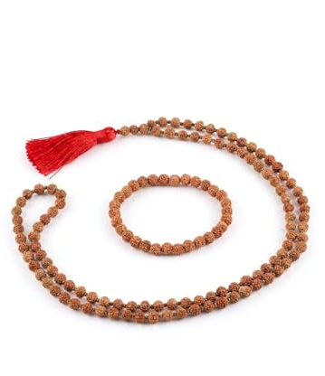 creazioni unique Mala Tibetano 108 Grani Originale - Collana Rudraksha e Bracciale per Uomo/Donna Fatti a Mano - Idea Regalo Spirituale per Meditazione e Yoga (Natural)