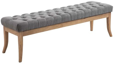 CLP Panca Design Chesterfield Ramses in Stoffa I Panchina Ingresso Capitonné Telaio Legno Chiaro I Panchina Fondo Letto Capitonné, Colore:Grigio, Dimensione:150 cm