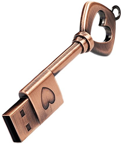 leizhan USB Stick Personalisiert 16GB, Speicherstick Retro Metall Herzförmiger Schlüssel Geformt, Flash Drive Memory Stick Flash Laufwerk, Personalisierte Geschenke, （1 PC）