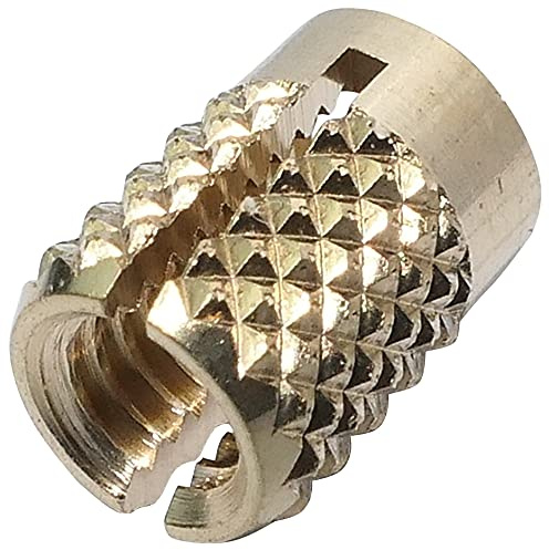 AERZETIX - 10 Inserti Filettati in Ottone - Inserto di Espansione per Termoplastica - Filettatura M4 - Diametro 6 mm - Lunghezza 8 mm