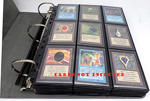 docsmagic.de 3-Ring Premium Album Black + 50 18-Pocket Sideloading Pages - Sammelalbum + Ordnerseiten - Schwarz - PKM - YGO - MTG