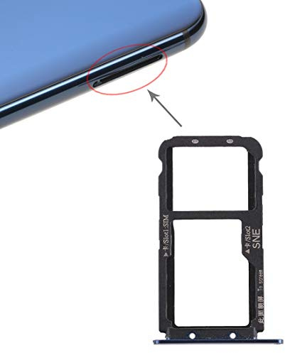 Compatible pour HUAWEI MATE 20 LITE (SNE-LX1 SNE-L21 SNE-AL00) logement support fente carte SIM TRAY chariot porte porte carte mère nain SIM1 + compartiment SIM2 ou support micro SD (bleu)