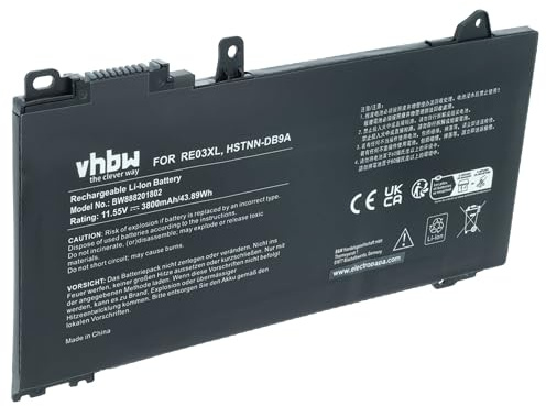 vhbw Akku kompatibel mit HP ProBook 450 G6 | 450 G6(5TJ97EA), 450 G6(5TJ99EA), 450 G7 Notebook (3800 mAh, 11,55 V, Li-Polymer)