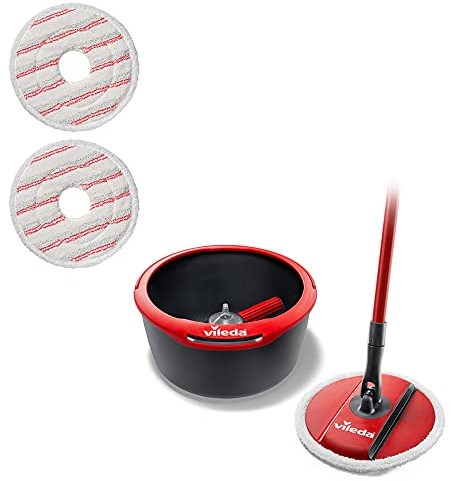 Vileda Sistema de Fregado Spin & Clean, Negro y Rojo, 33.5 x 17.6 x 34.3 cm, Incluye 2 Recambios Adicionales